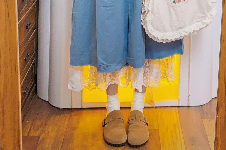 Collar  Embroidered Lace Trim Midi Single-Breasted Coat Product Image