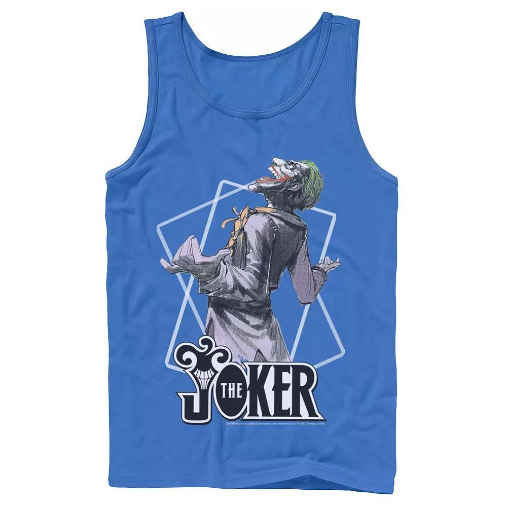 Mens DC Comics The Joker Card Outline Tank Top Blue Product Image