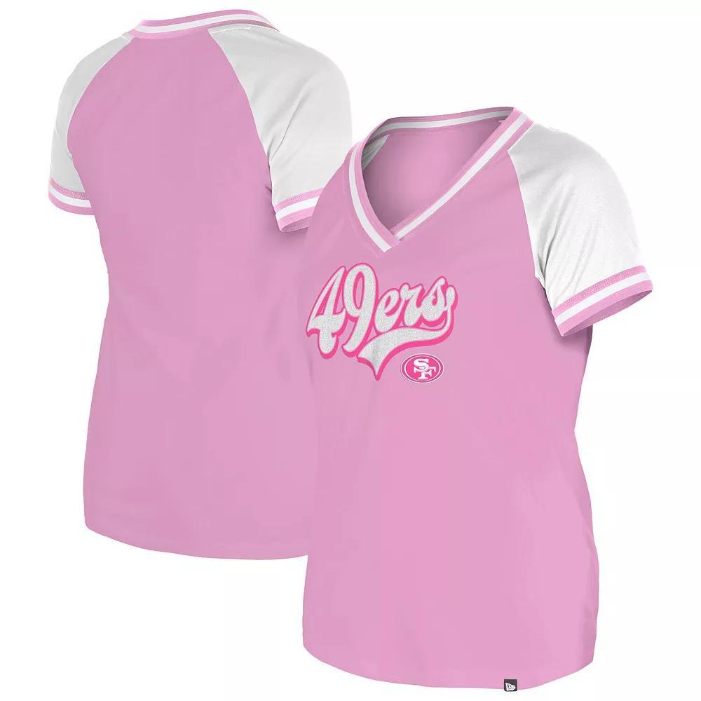 Women's New Era Pink San Francisco 49ers Color Multiplier V-Neck T-Shirt, Size: 2XL Product Image