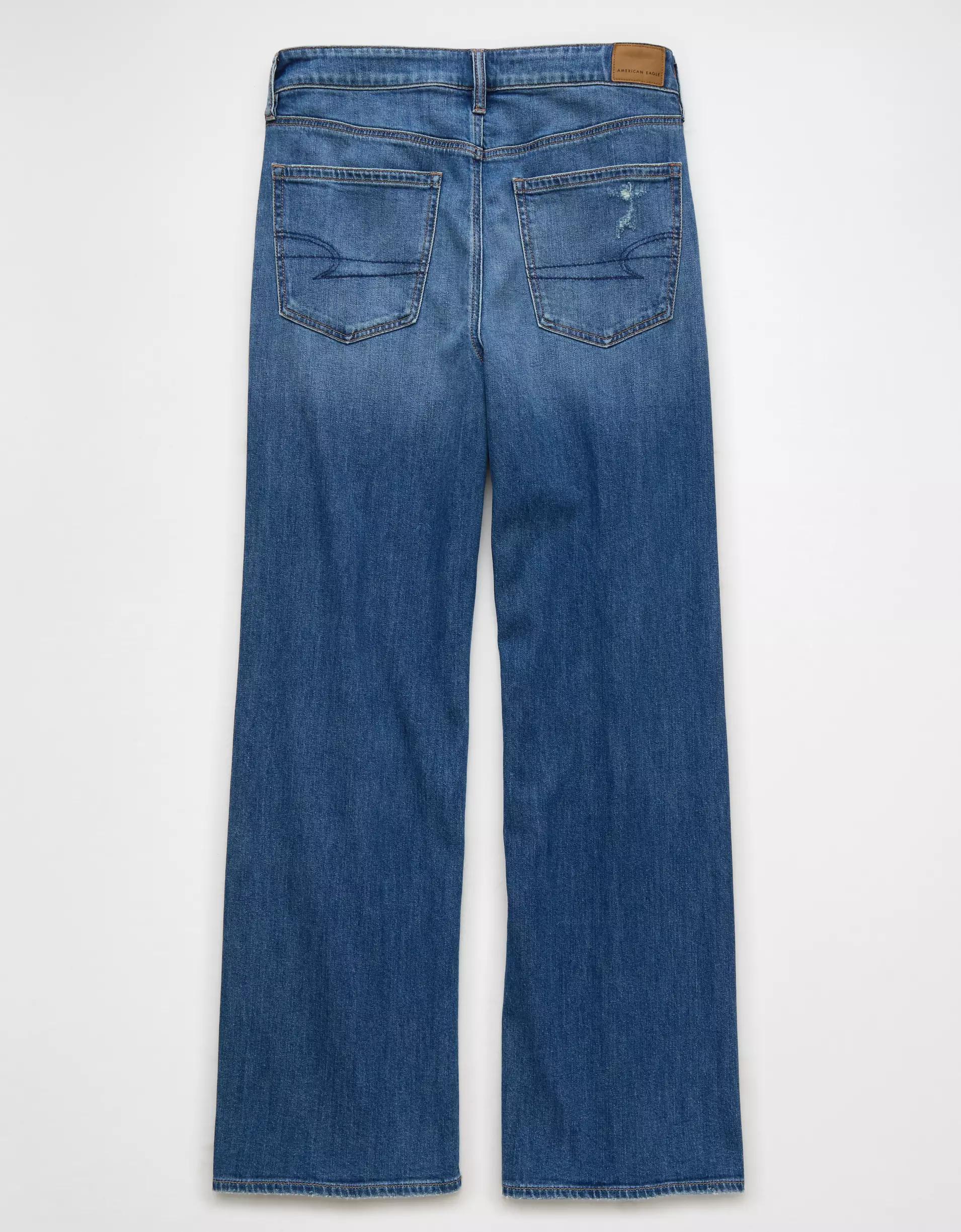 AE Dreamy Drape Stretch Ripped Super High-Waisted Baggy Wide-Leg Jean Product Image