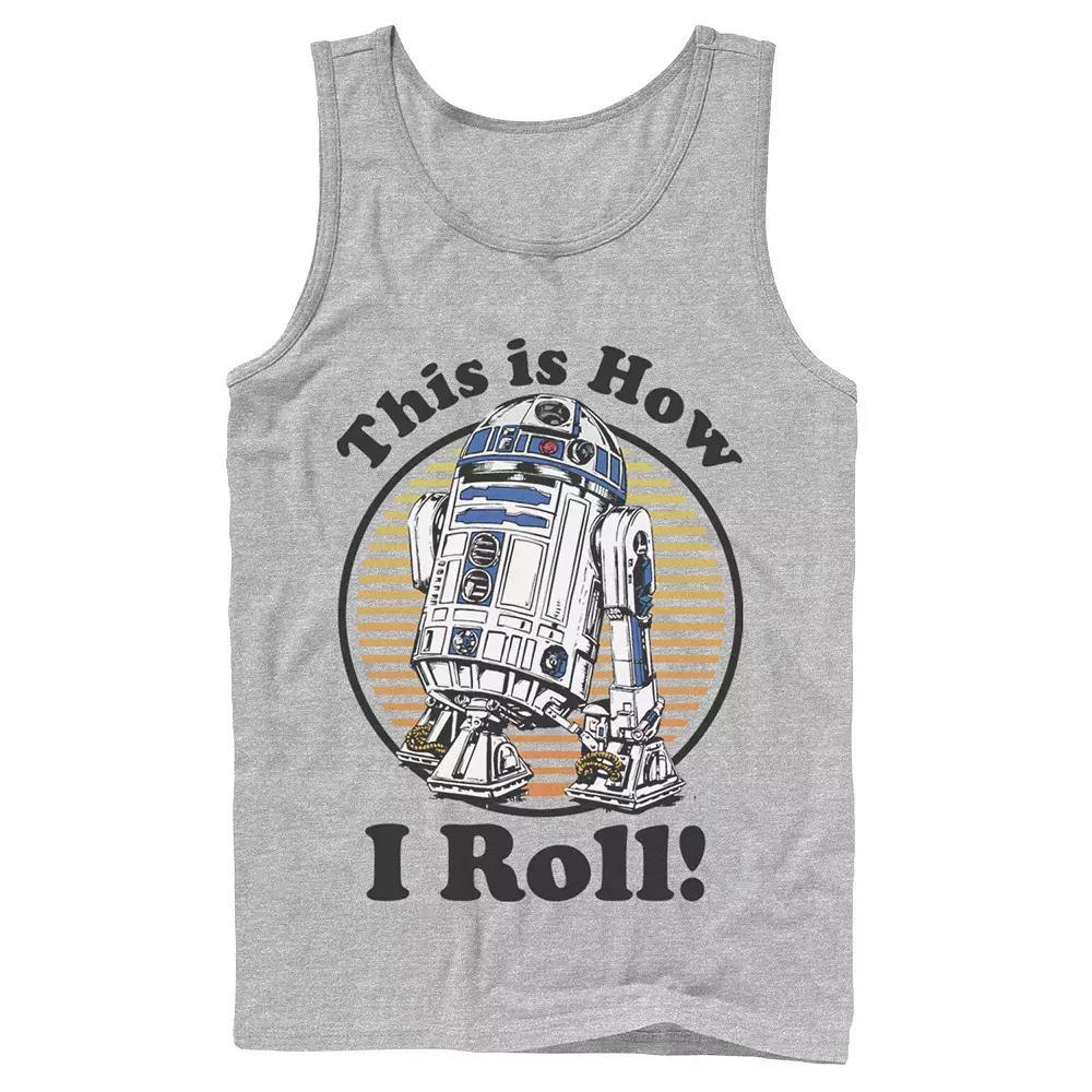 Mens Star Wars C-3PO R2-D2 Besties Badge Tank Top Athletic Grey Product Image