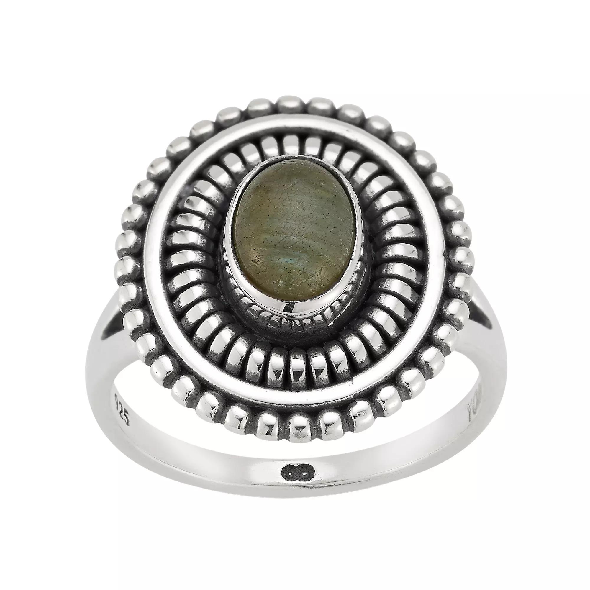 Sunkissed Sterling Sterling Silver Oxidized Oval Labradorite Ring, Women's, Size: 7, Silver Tone Product Image