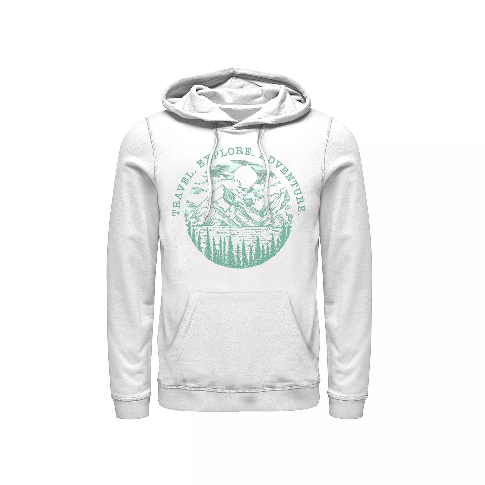 Men's Travel Explore Adventure Sketch Mountains Hoodie, Size: XXL, White Product Image