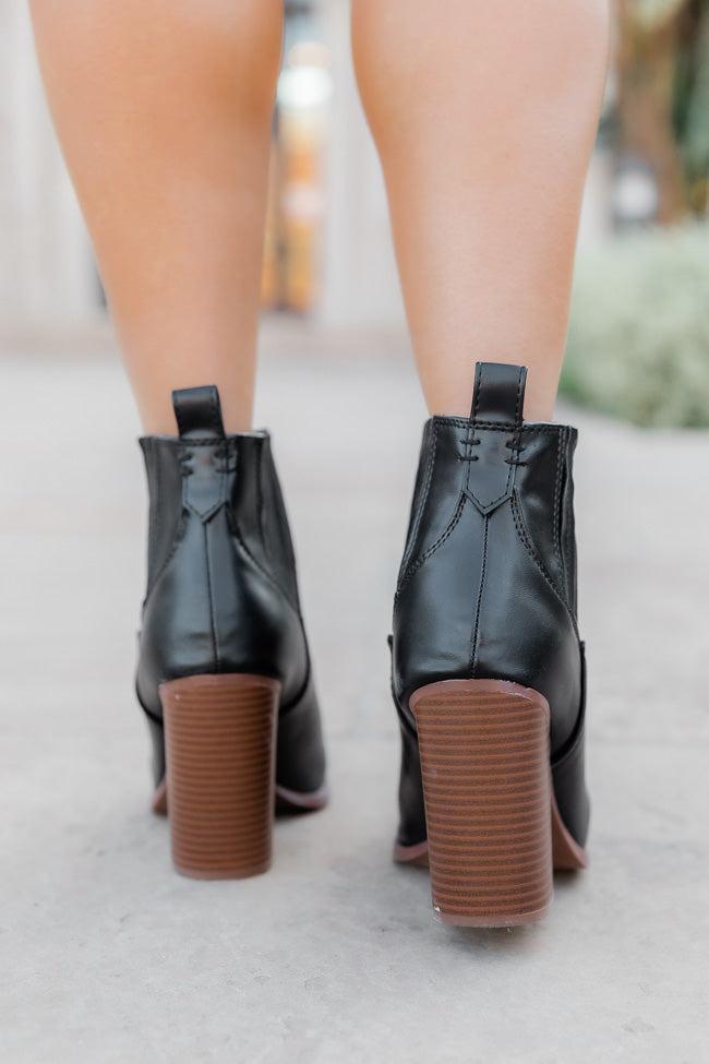 Cheyenne Black Pointed Toe Western Booties FINAL SALE Product Image