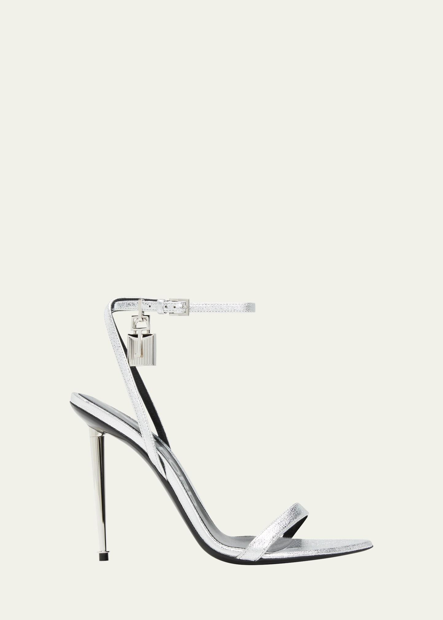 Padlock Metallic Stiletto Sandals Product Image