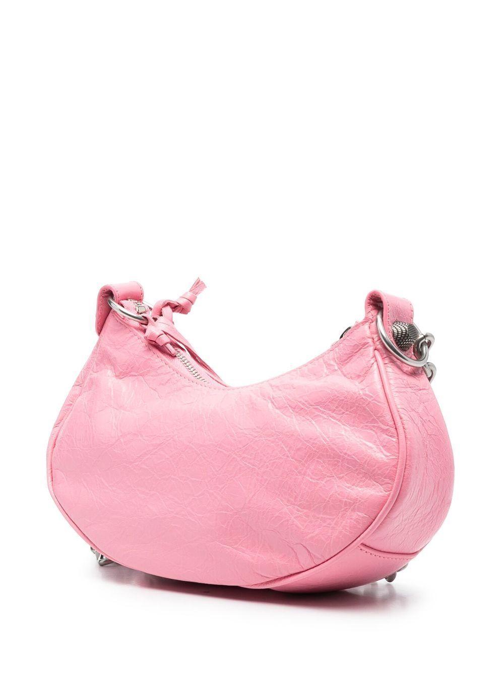 BALENCIAGA Women Pink Nappa Leather Le Cagole Xs Crossbody Bag Product Image