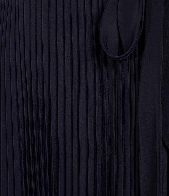 Marina Boat Neck Short Sleeve Pleated Tie Waist Midi Dress Product Image