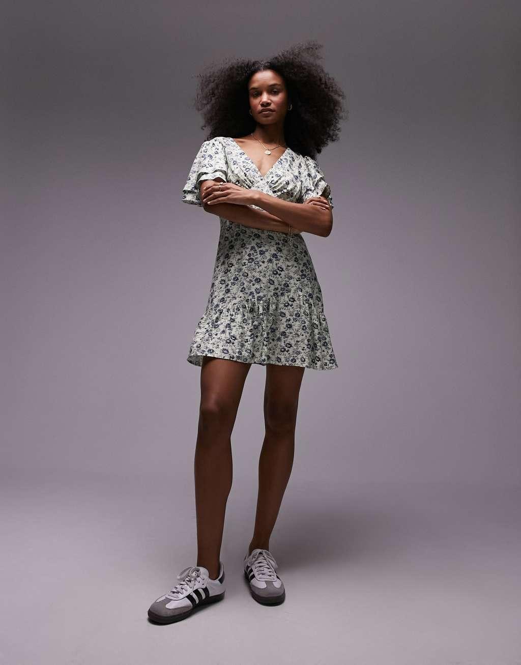 Topshop Bella tea dress with angel sleeve Product Image