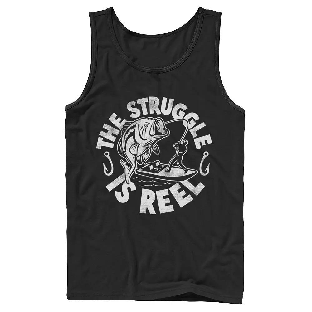 Men's Struggle Is Reel Text Tank Top, Size: Large, Black Product Image