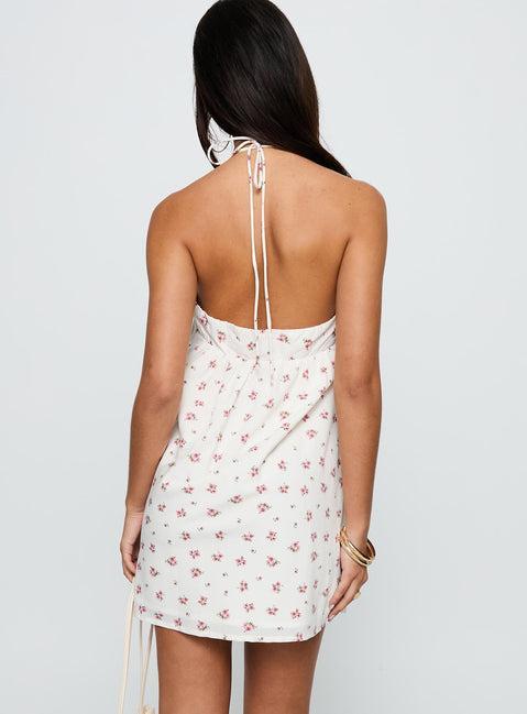 Moonlit Mini Dress White Floral Product Image
