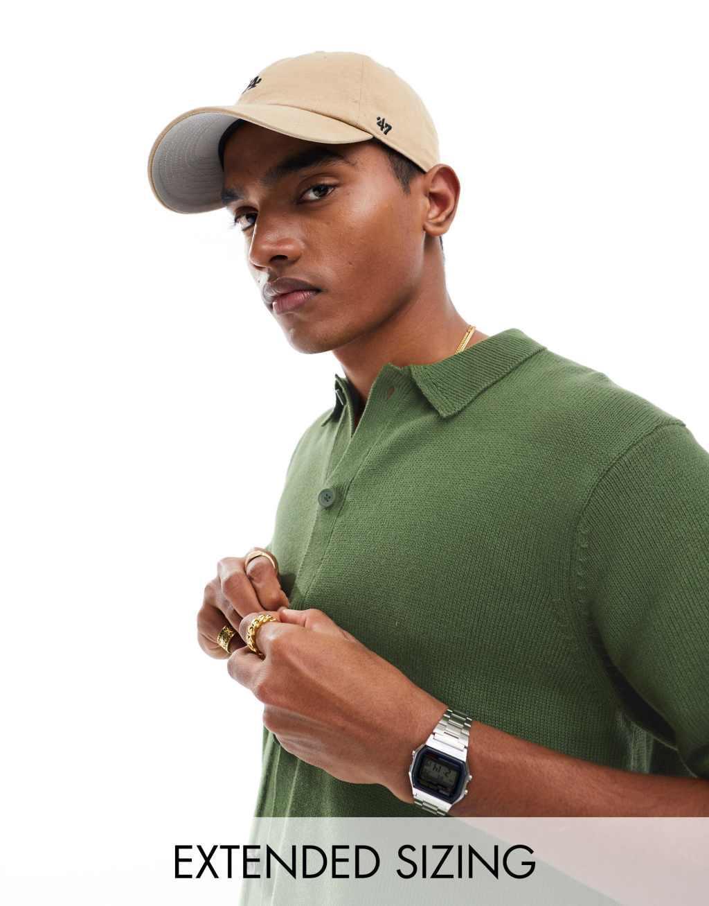 ASOS DESIGN midweight knit cotton button up polo Product Image