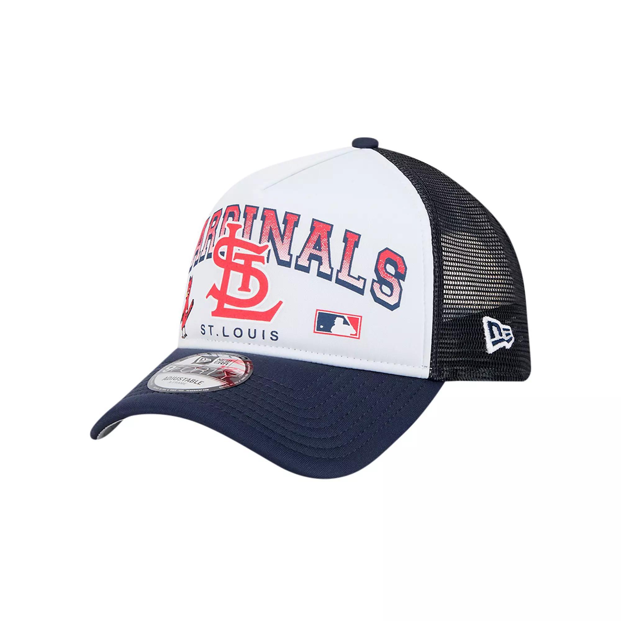 Men's New Era White St. Louis Cardinals Retro Wordmark 9FORTY A-Frame Trucker Adjustable Hat Product Image