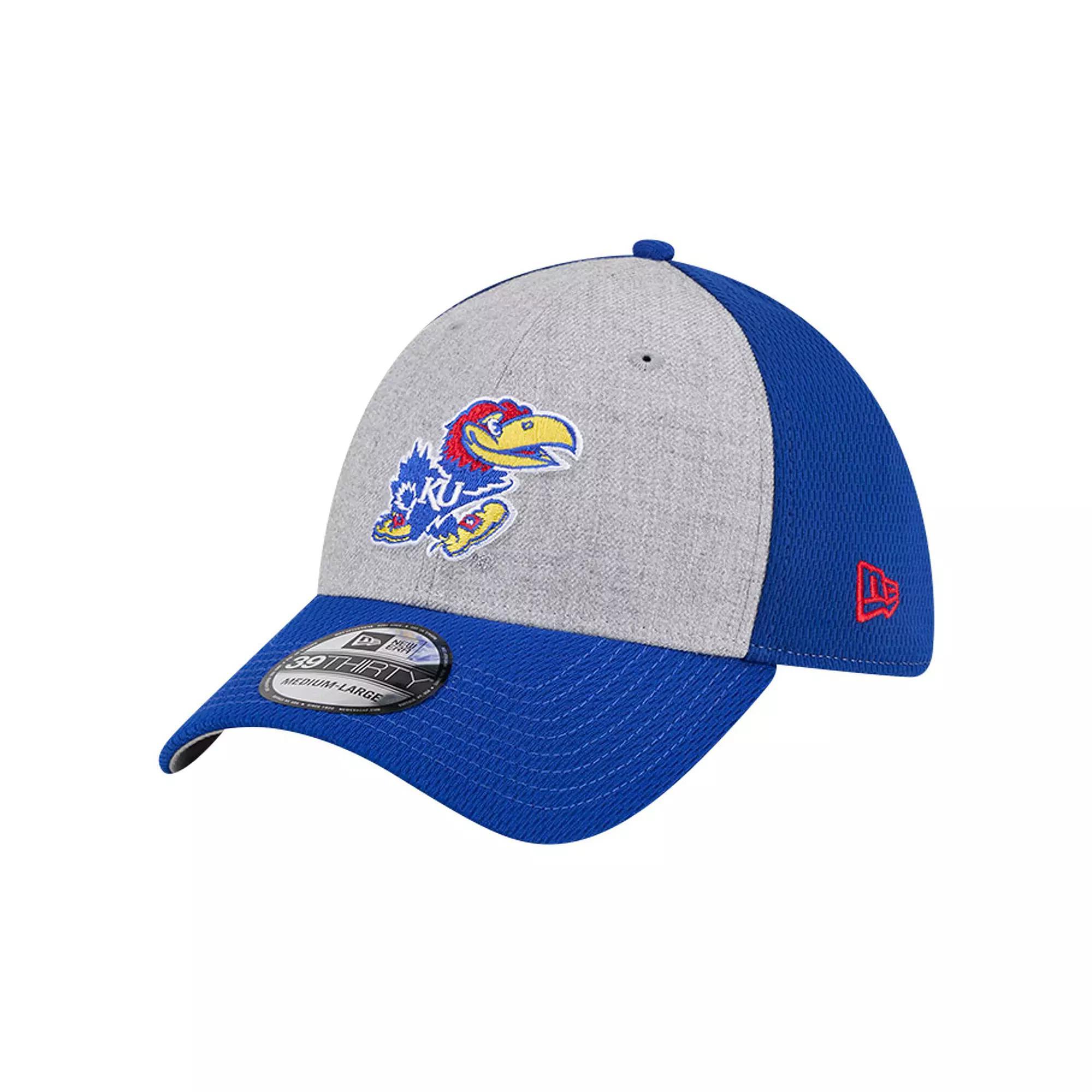 Mens New Era Heather Gray/Royal Kansas Jayhawks Two-Tone 39THIRTY Flex Hat Product Image
