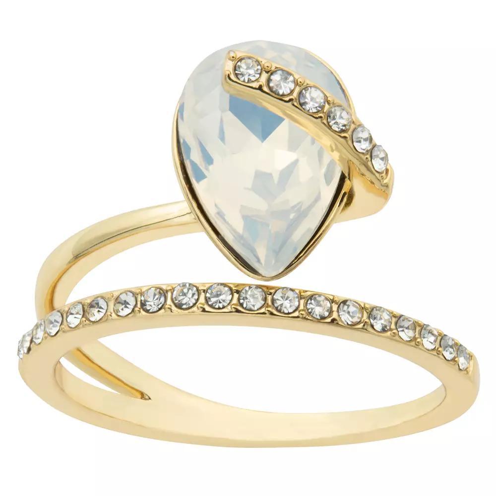 Brilliance Gold Tone Simulated Opal Crystal Wrap Ring, Women's, Size: 8, Gold Tone White Product Image