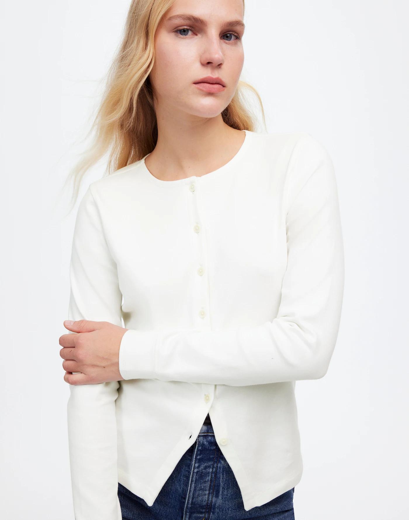 Ribbed Button-Front Cardigan Product Image