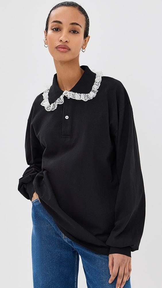 Tanner Fletcher Cletus Lace Trim Long Sleeve Polo | Shopbop Product Image