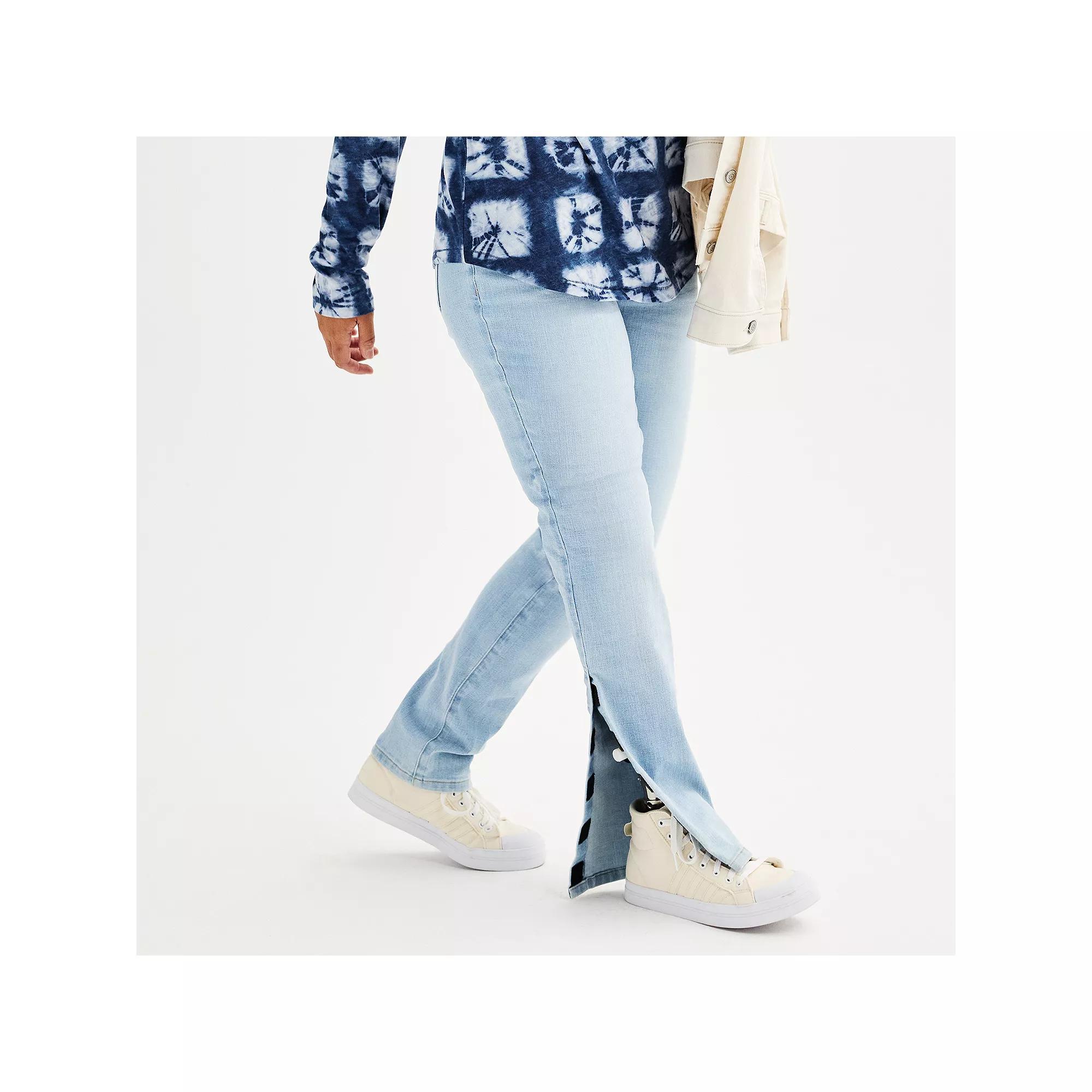 Women's Sonoma Goods For Life® Adaptive Easy Dressing Mid-Waisted Straight Leg Jeans, Size: 6, Light Blue Product Image