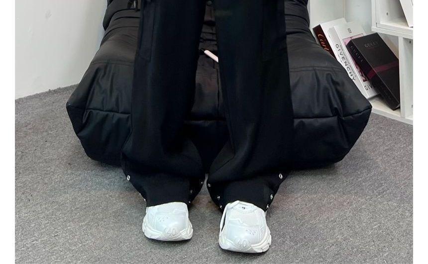 Low Rise Plain Drawstring Wide Leg Cargo Pants Product Image