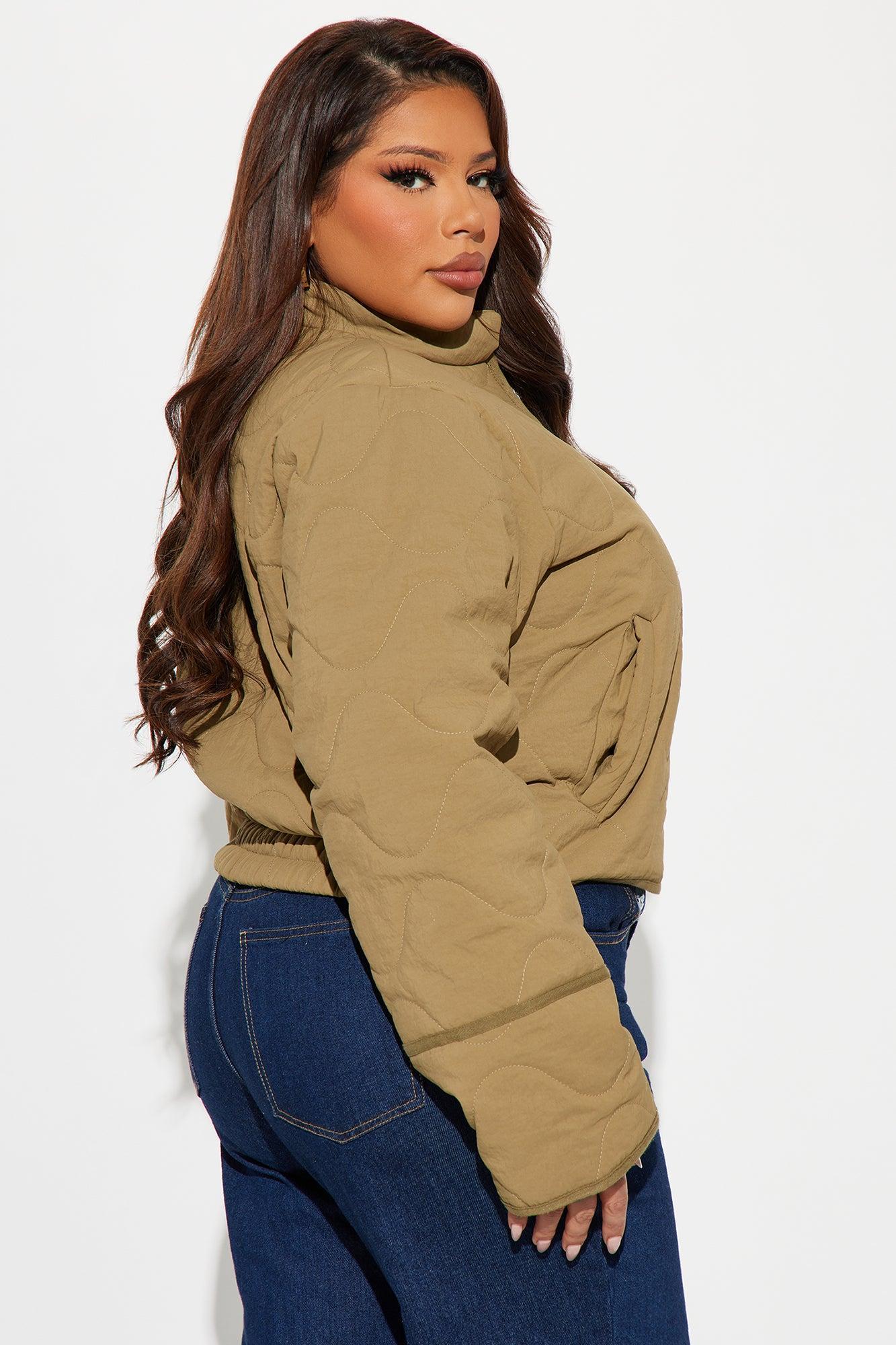 Chloe Quilted Lightweight Puffer Jacket - Khaki Product Image