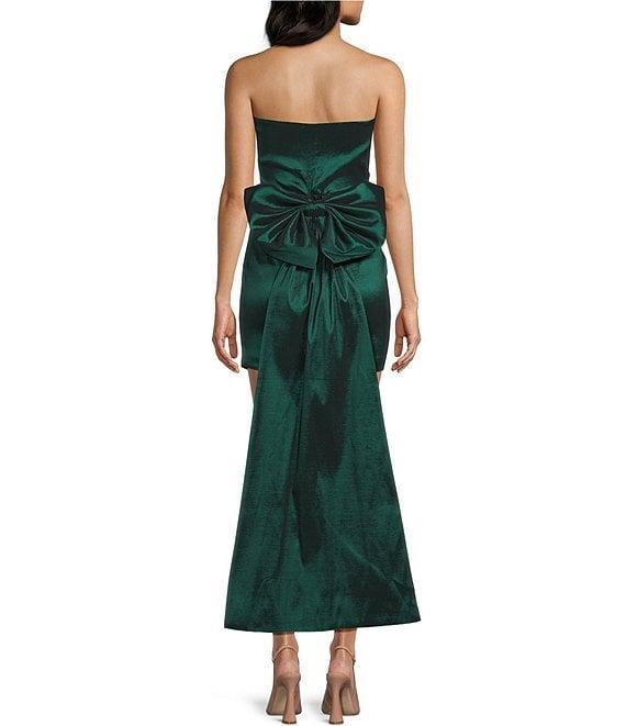 Allison & Kelly Strapless Taffeta Bow Back With Detachable Train Mini Dress Product Image