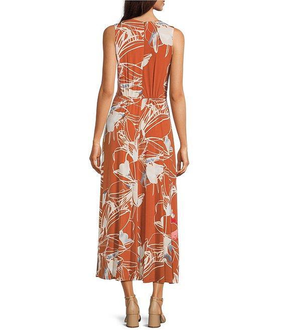 Calvin Klein Sleeveless V-Neck Floral Print A-Line Dress Product Image
