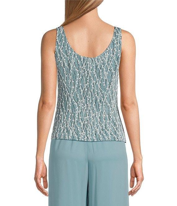 Alex Evenings Petite Size Glitter Jersey Knit Mandarin Collar 2-Piece Twinset Product Image