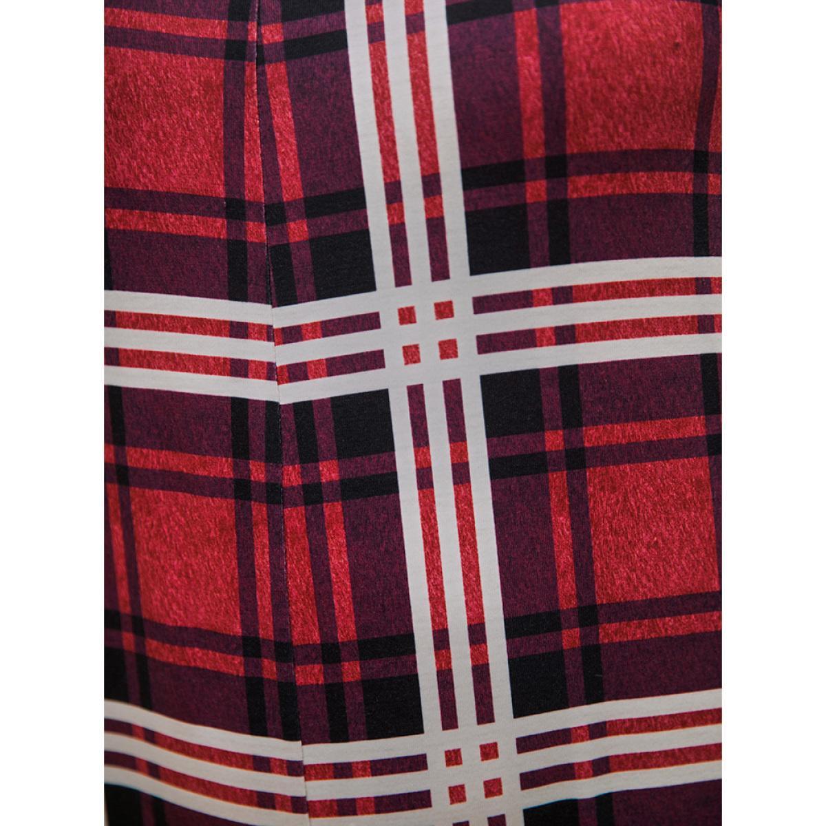 Plus Size Plaid Pocket Lace Trim Cami Jumpsuit Women Multicolor Casual Plaid Lace V-neck Pocket Loungewear BloomChic 22-24/3X Product Image