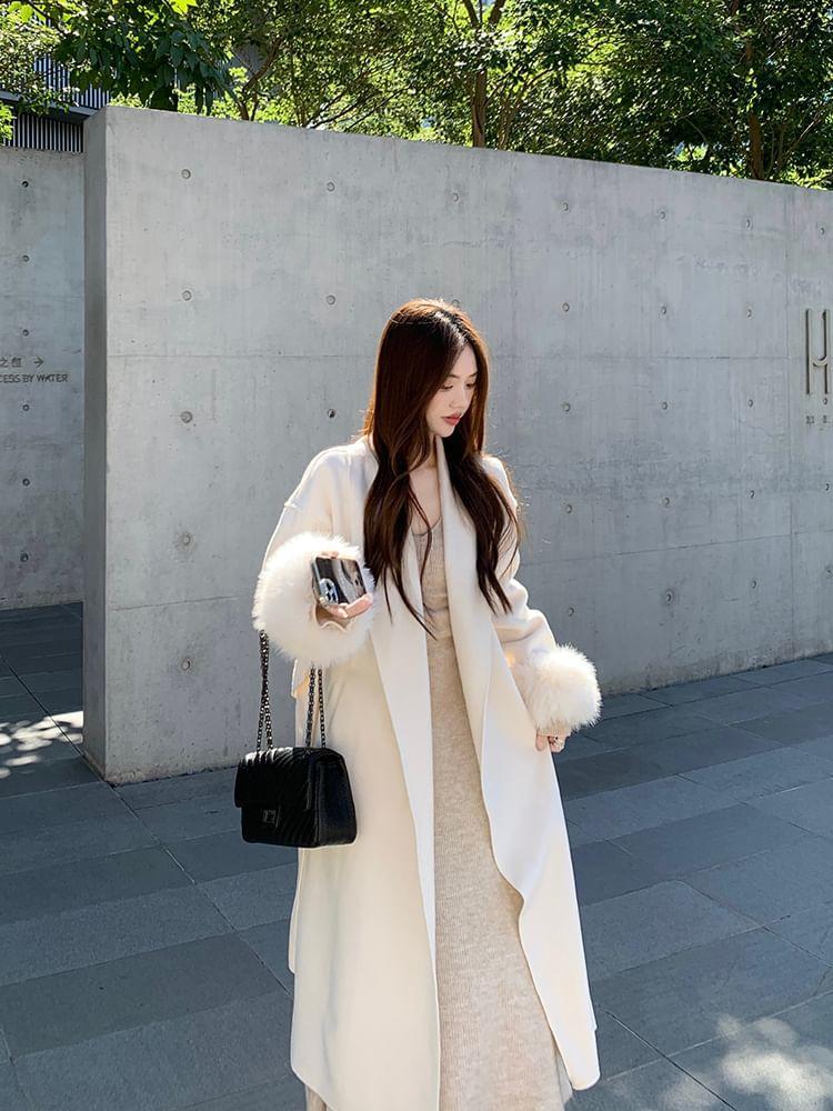 Plain Fluffy Trim Tie Waist Coat (Various Designs) Product Image