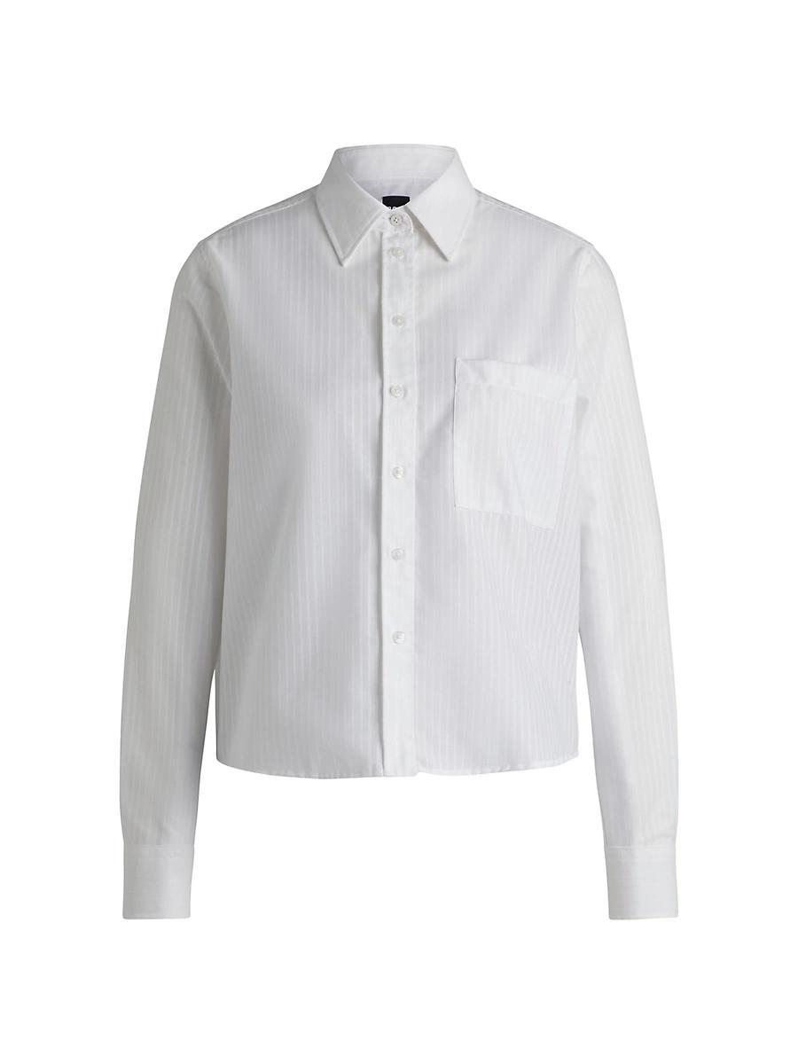 Womens Regular-Fit Blouse in Striped Cotton Product Image