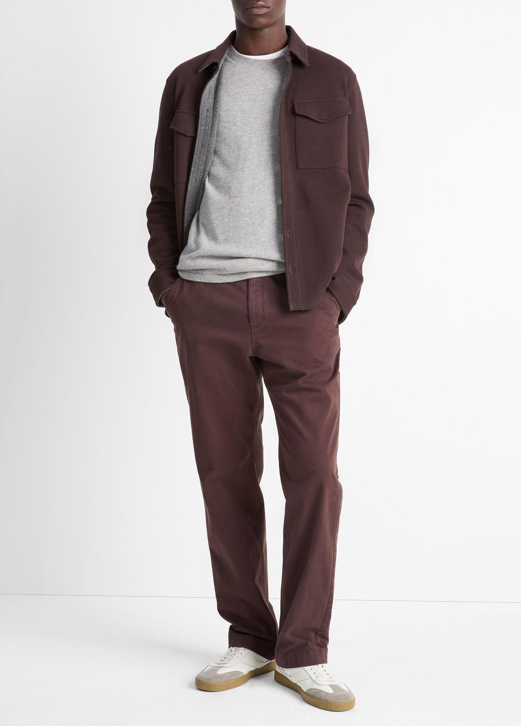 Mens Double-Knit Cotton-Blend Piqu Shirt Jacket, Black/medium Heather Grey, Size L Vince Product Image