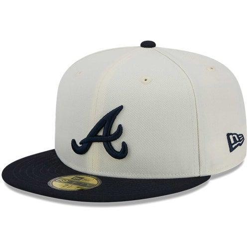 Men's New Era Cream Atlanta Braves Evergreen Chrome 59FIFTY Fitted Hat, Size: 7 1/8, Beige Product Image