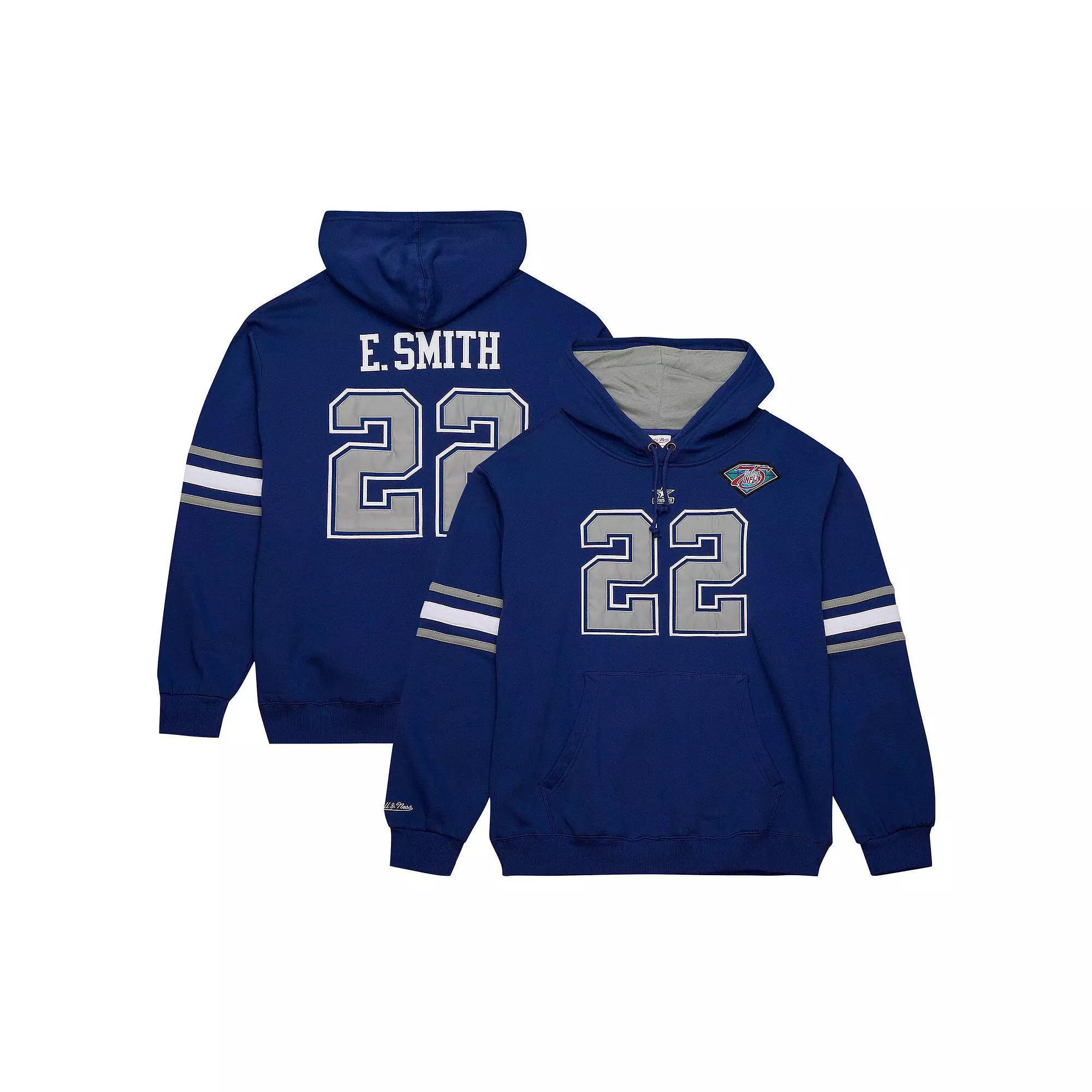 Men's Mitchell & Ness Emmitt Smith Navy Dallas Cowboys Retired Player Name & Number Pullover Hoodie, Size: Medium, Blue Product Image