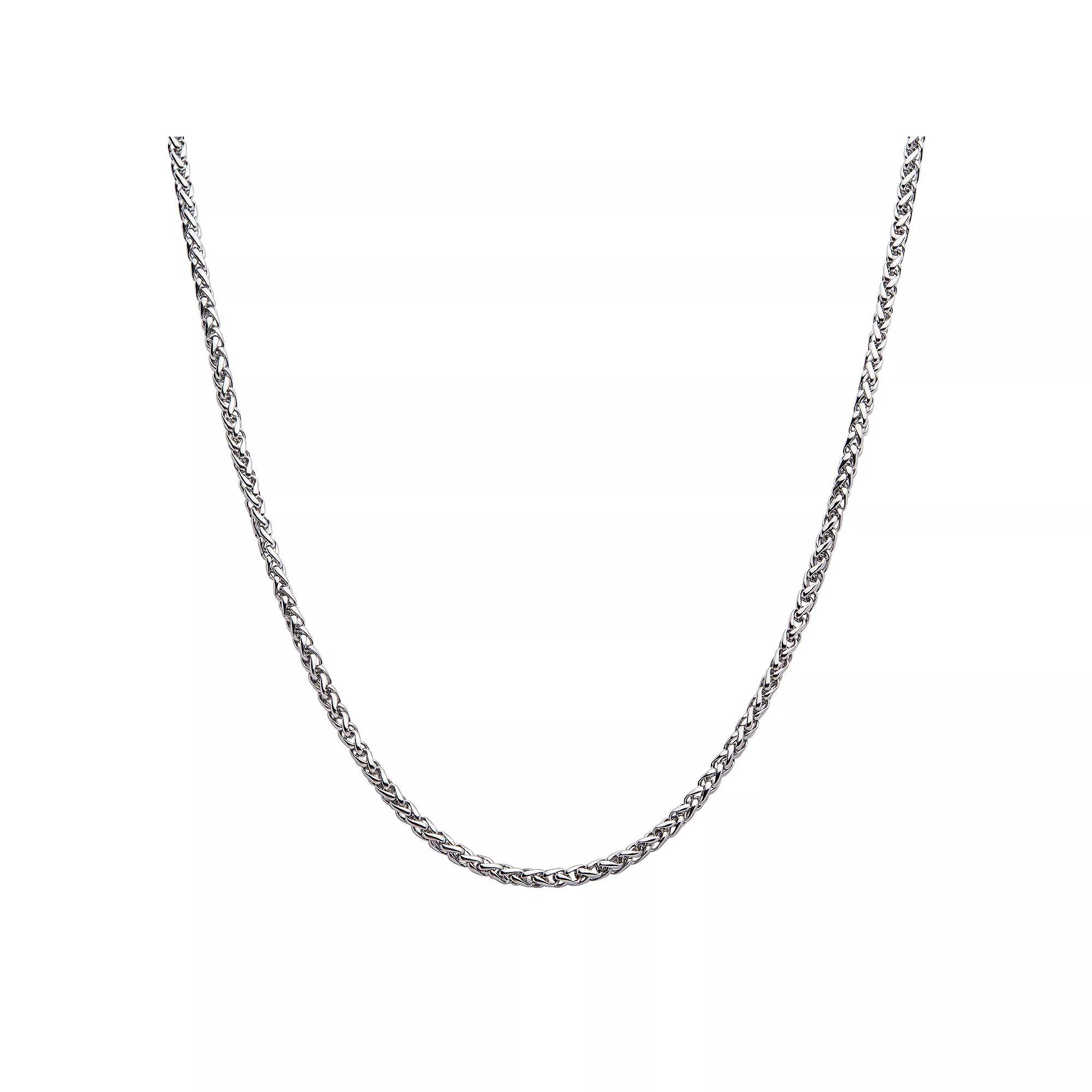 Stainless Steel 4 mm Wheat Chain Necklace, Men's, Size: 24", Silver Tone Product Image