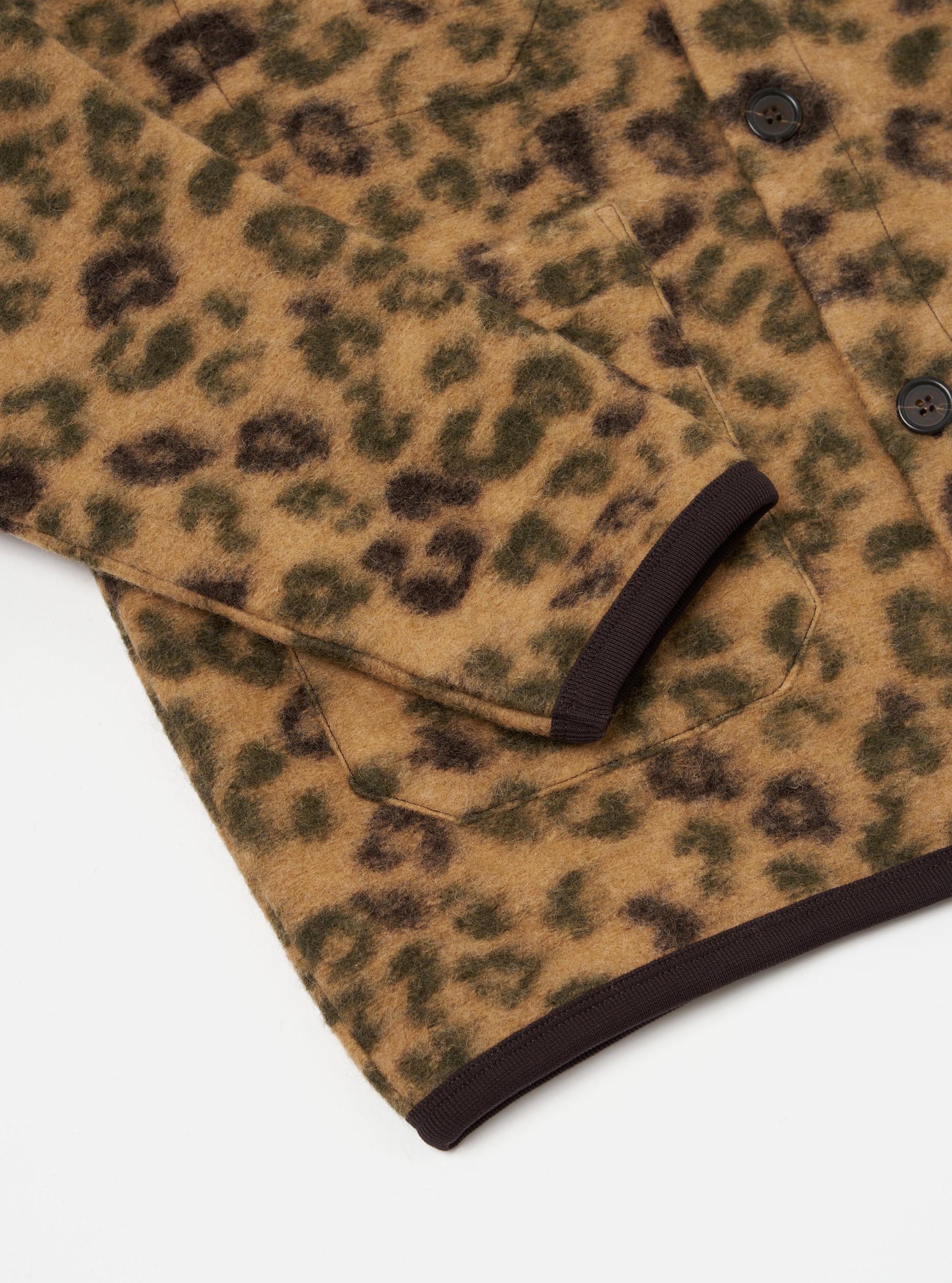 Universal Works Cardigan in Camo Leopard Fleece Product Image