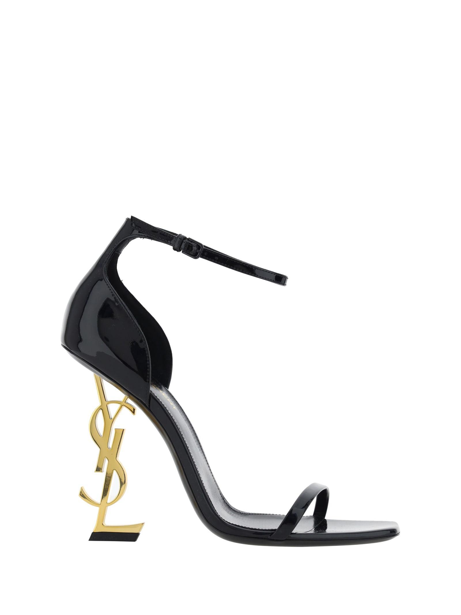 SAINT LAURENT Opyum 110 Logo-embellished Patent-leather Sandals In Black Product Image