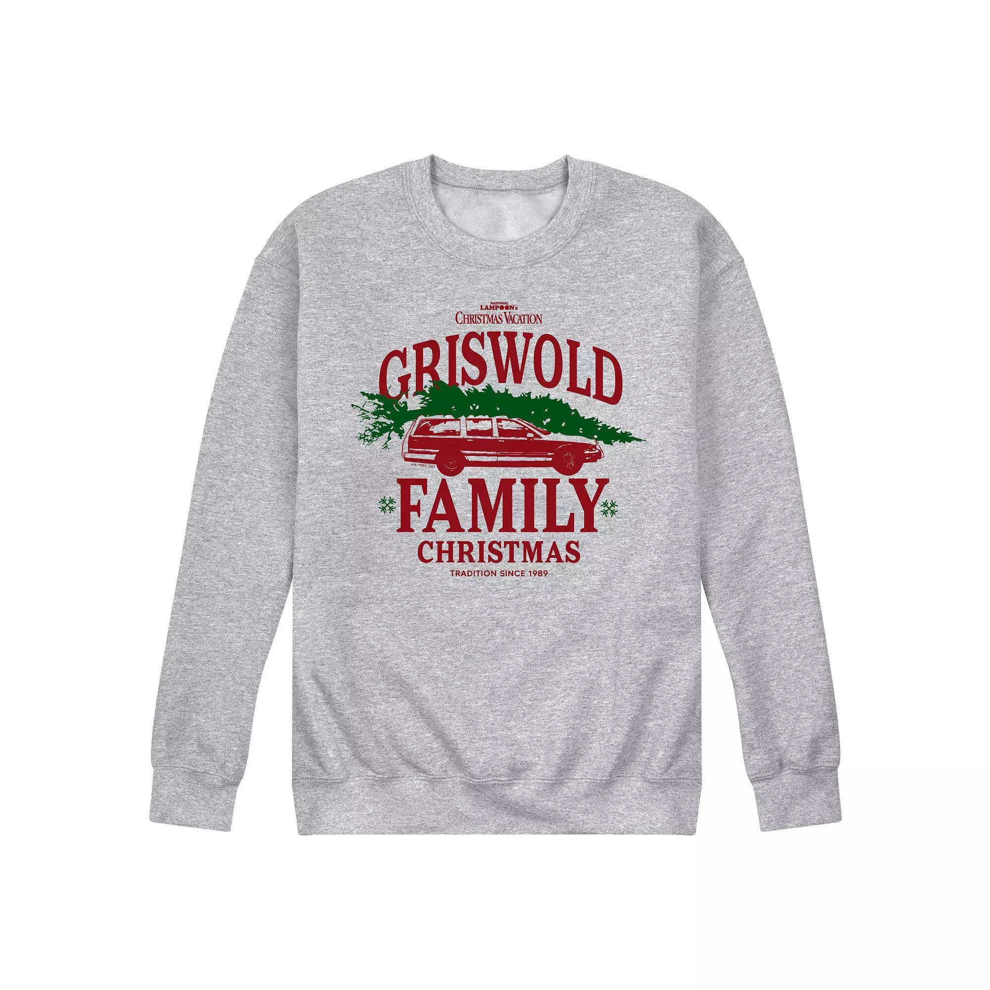 Men's National Lampoon's Christmas Vacation Family Christmas Fleece Sweatshirt, Size: Medium, Gray Product Image