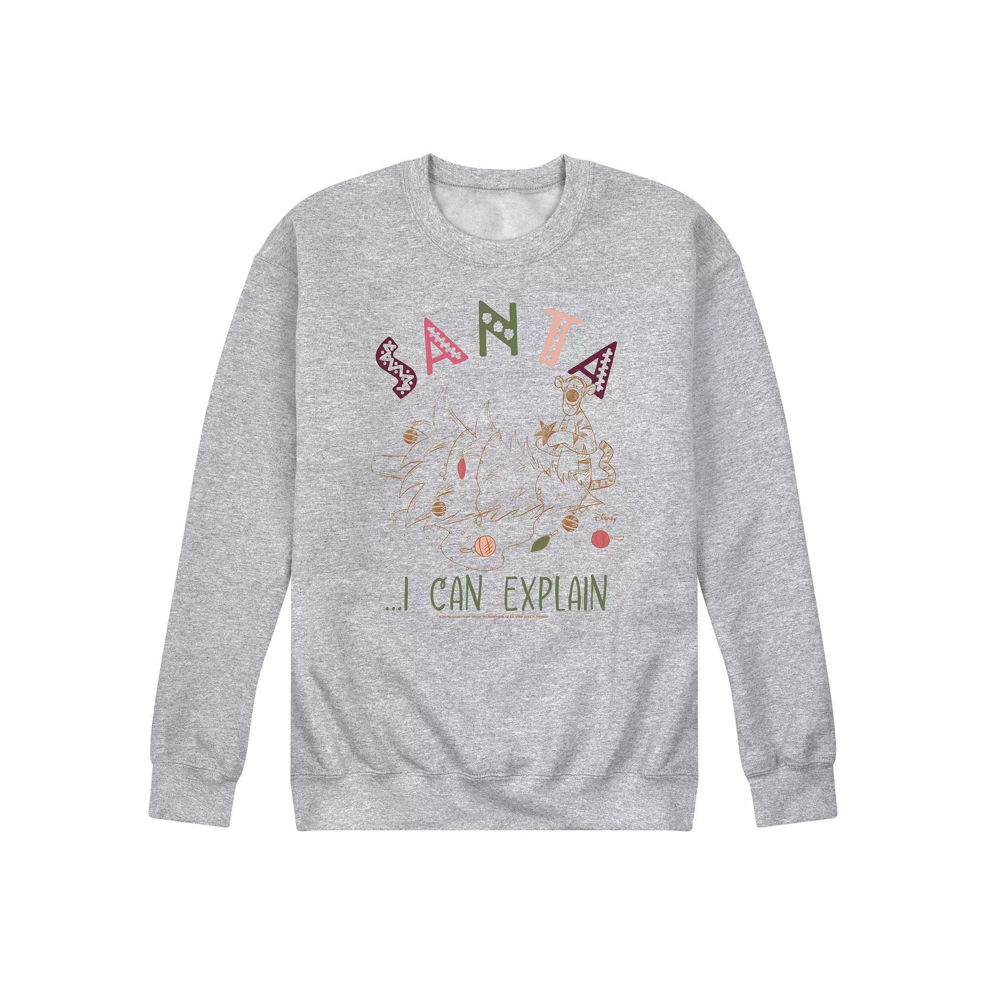Disneys Winnie The Pooh Mens Santa I Can Explain Fleece Sweatshirt Grey Gray Product Image