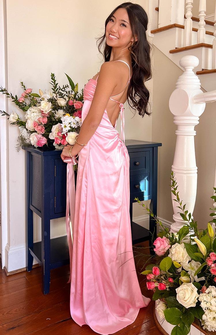 Blaise Pink Satin Maxi Dress Product Image