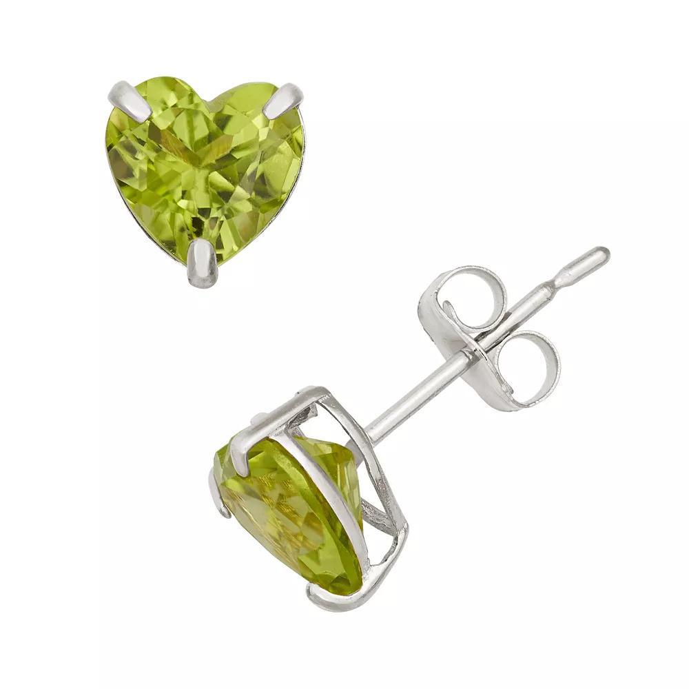 Designs by Gioelli Peridot 10k White Gold Heart Stud Earrings, Women's, Green Product Image