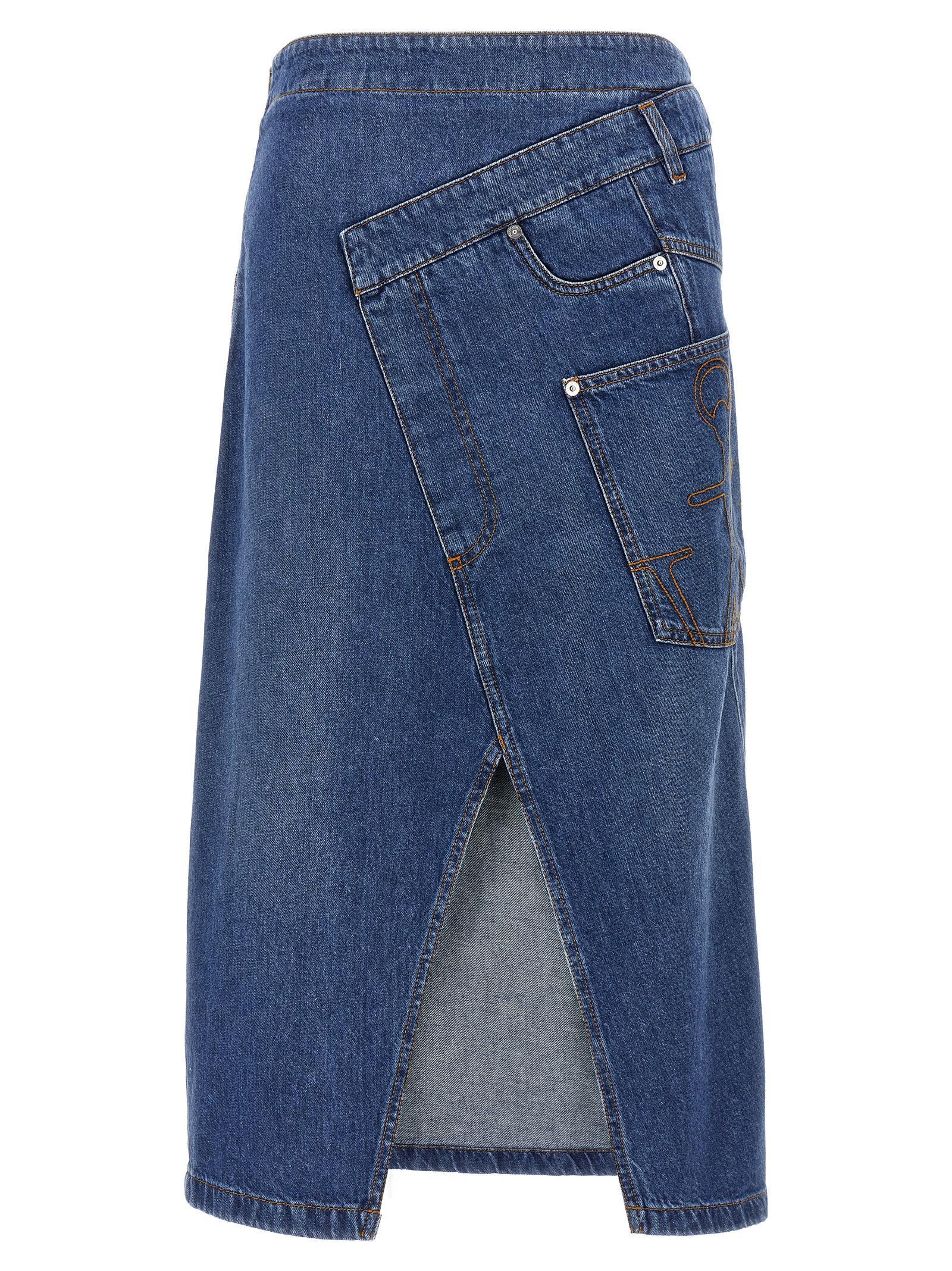JW ANDERSON Wrap-design Denim Skirt In Blue Product Image