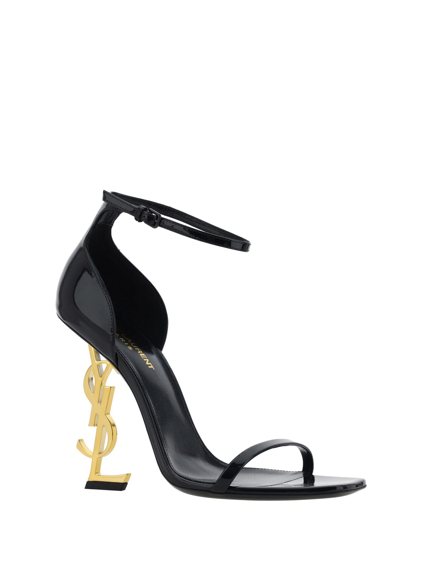 SAINT LAURENT Opyum 110 Logo-embellished Patent-leather Sandals In Black Product Image