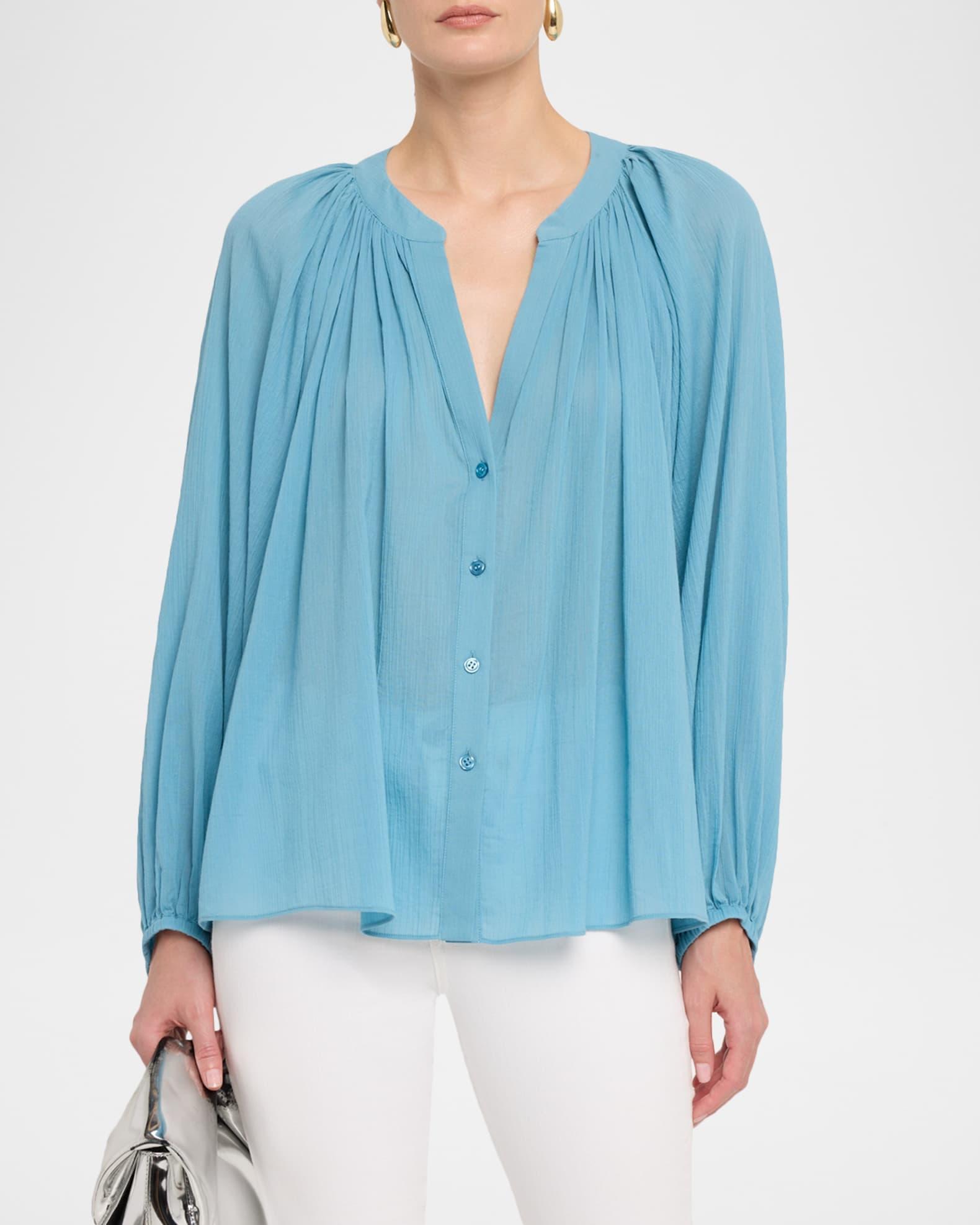 Edme Ruched Cotton Blouse Product Image