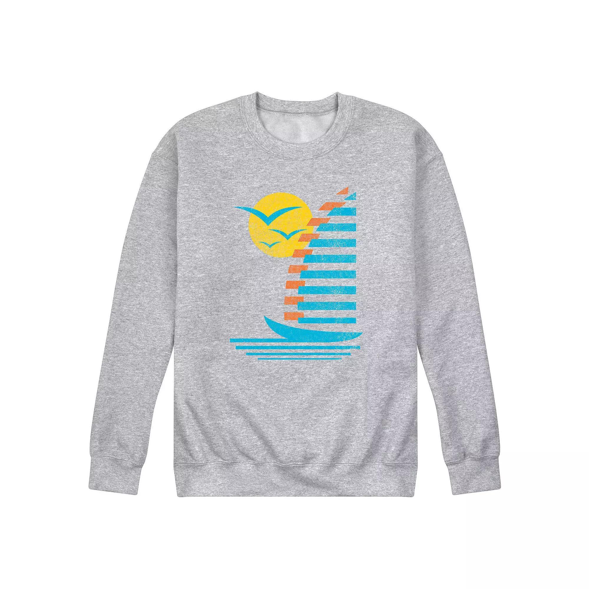 Mens Sailboats Gulls Retro Fleece Sweatshirt Product Image
