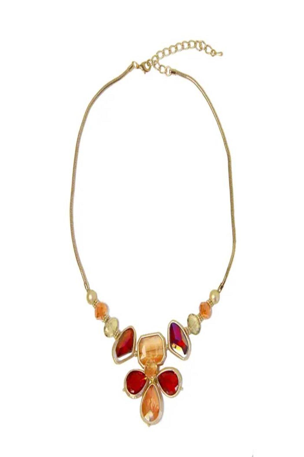 Matte Gold Flower Necklace Ruby Product Image