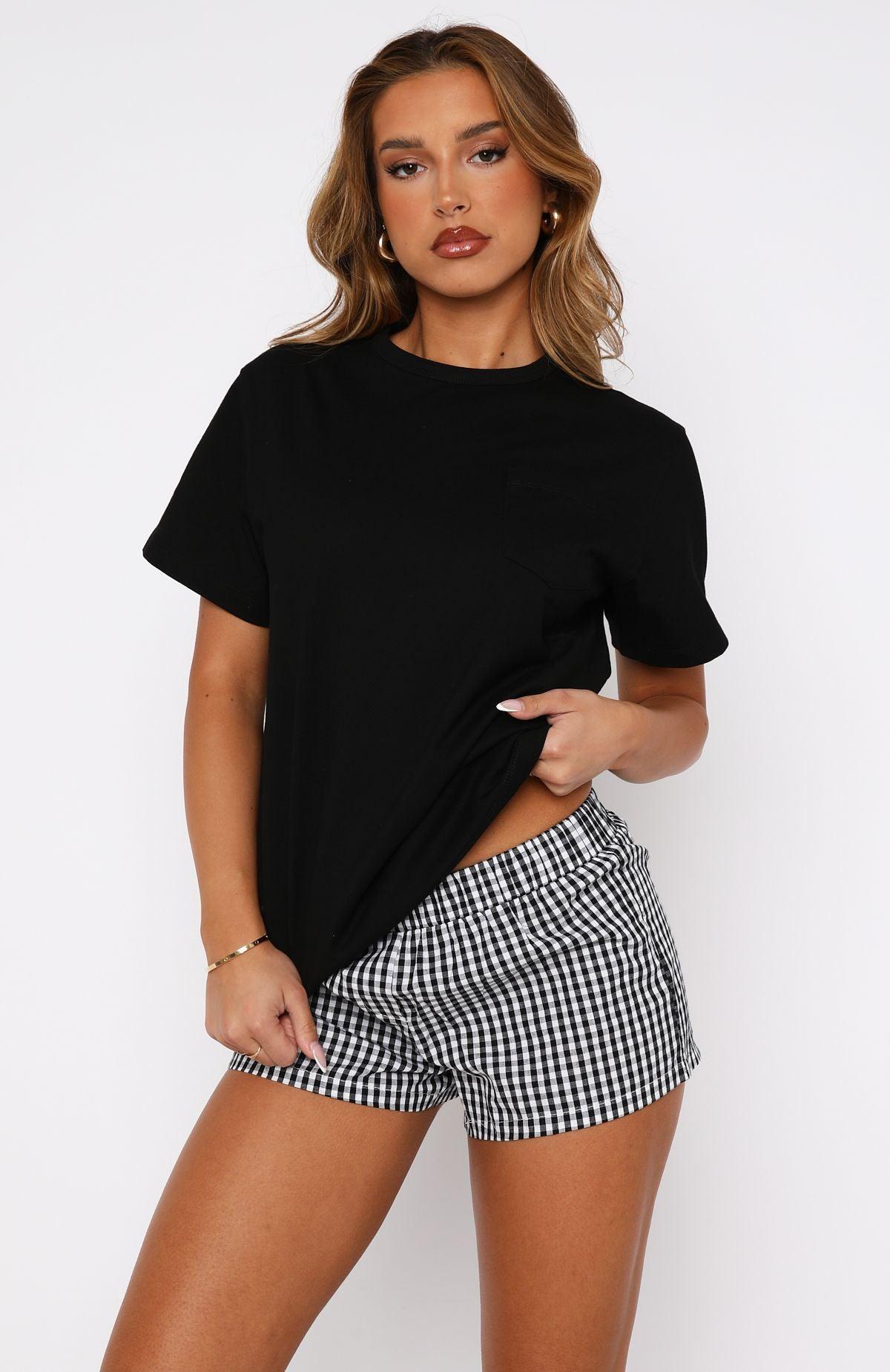 Thought About It Shorts Black Gingham Product Image
