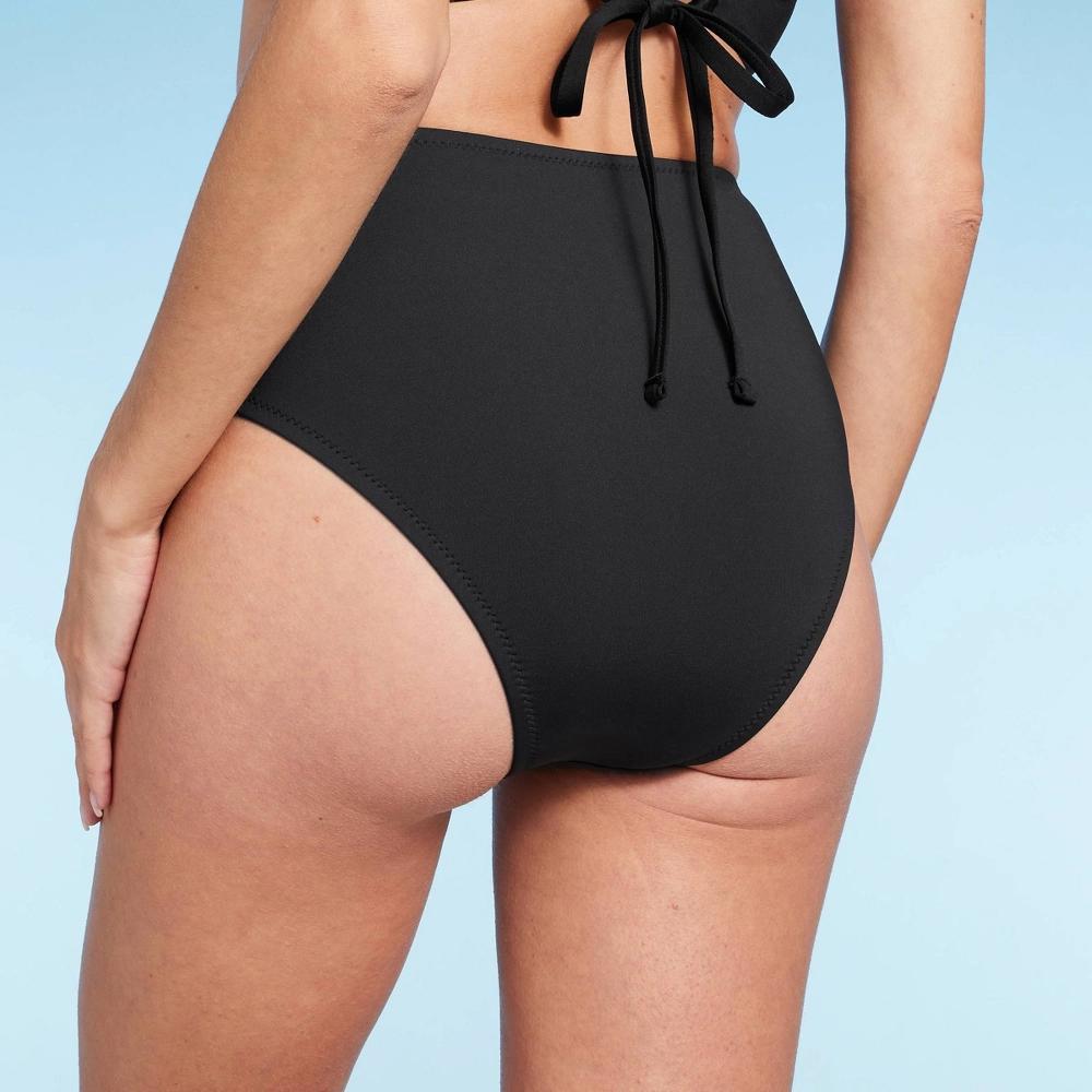 Womens High Waist Cheeky Bikini Bottom - Shade & Shore Black L Product Image