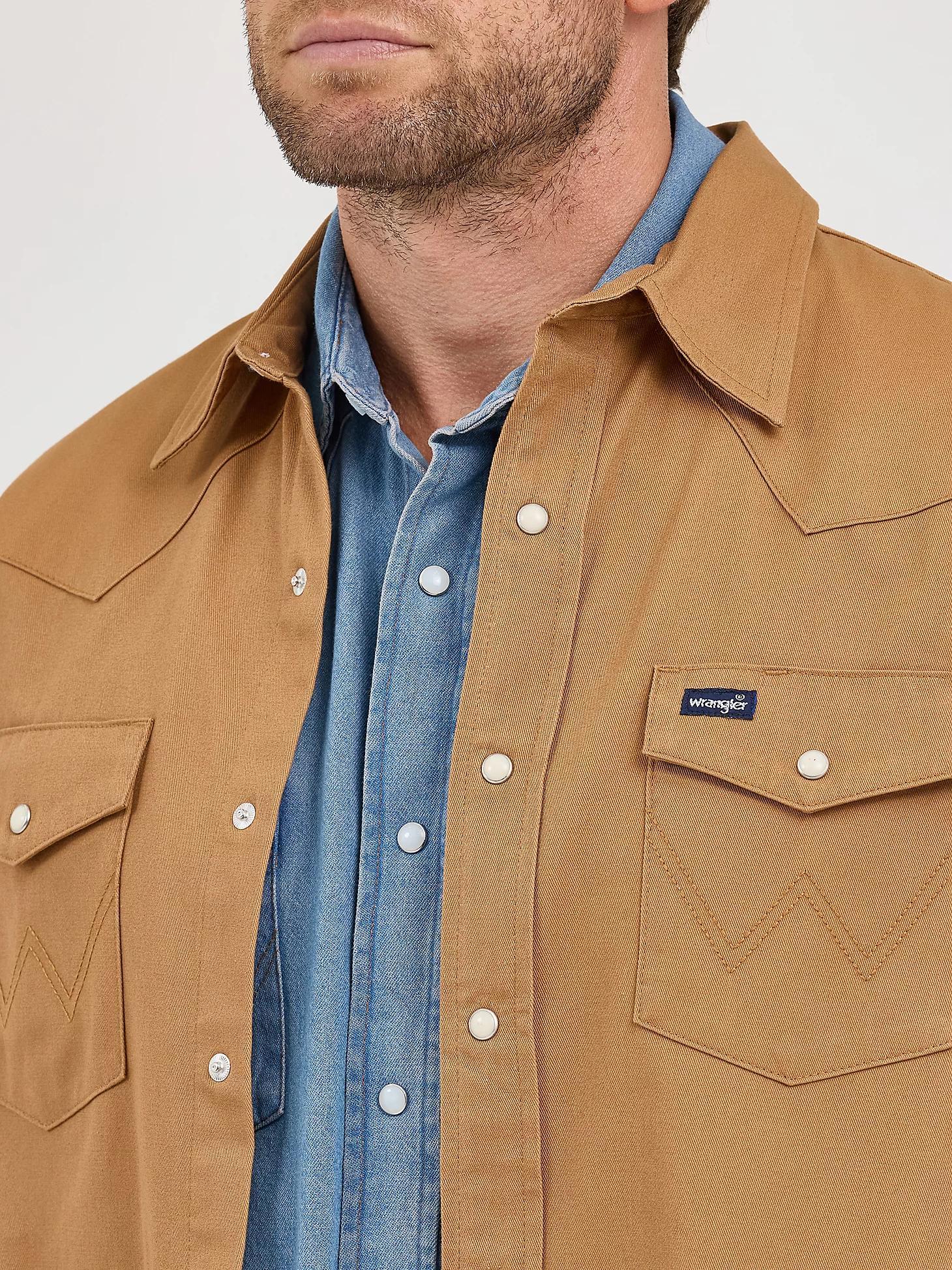 Men's Wrangler® Long Sleeve Flannel Lined Solid Work Shirt in Rawhide Product Image