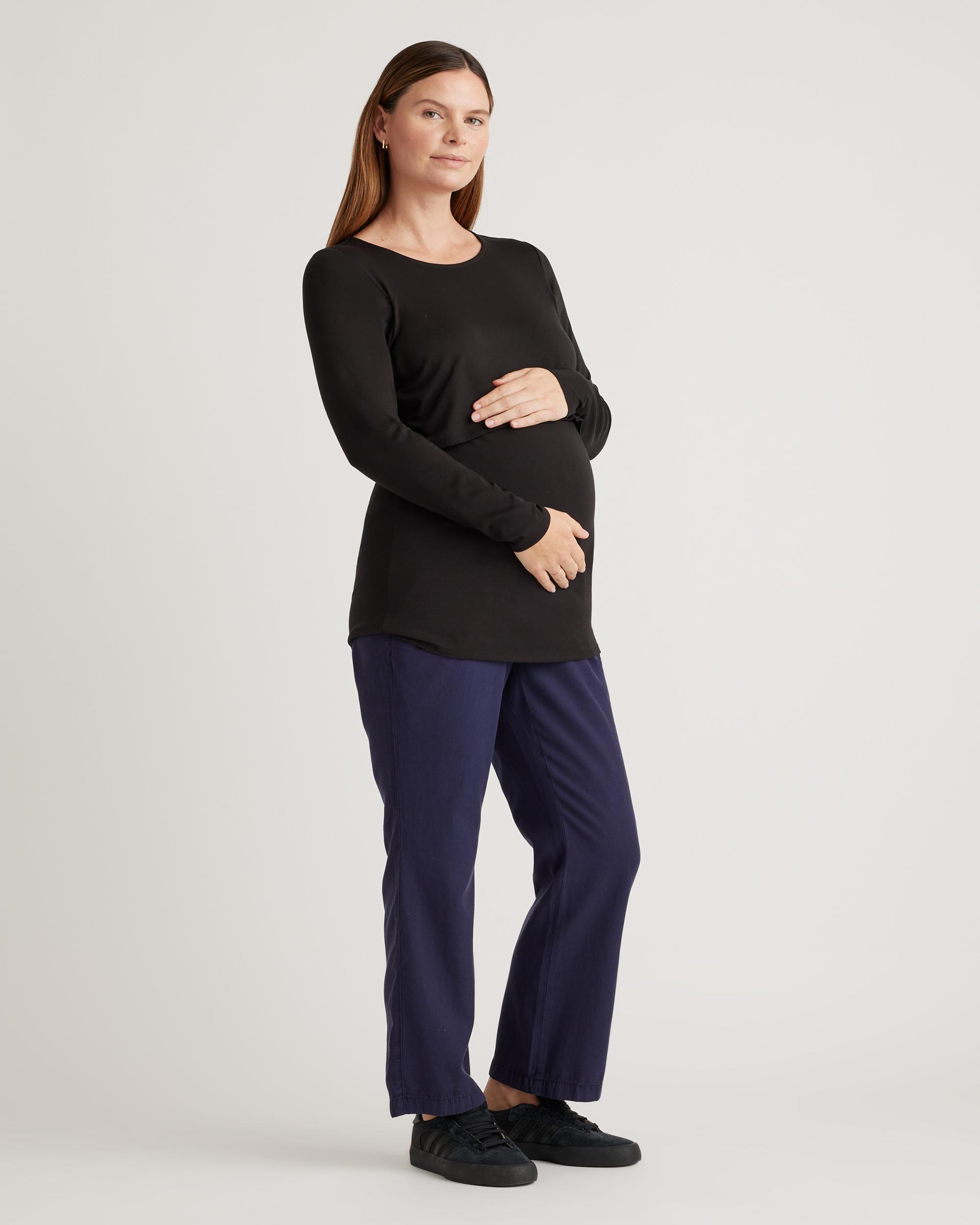 Quince | Women's Tencel Jersey Maternity & Nursing Long Sleeve Relaxed Fit T-Shirt 2-Pack Lenzing Modal Product Image
