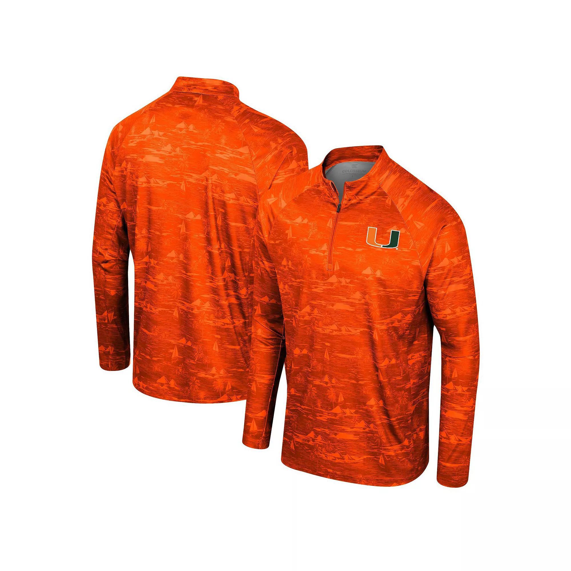 Men's Colosseum Orange Miami Hurricanes Carson Raglan Quarter-Zip Jacket, Size: Medium Product Image