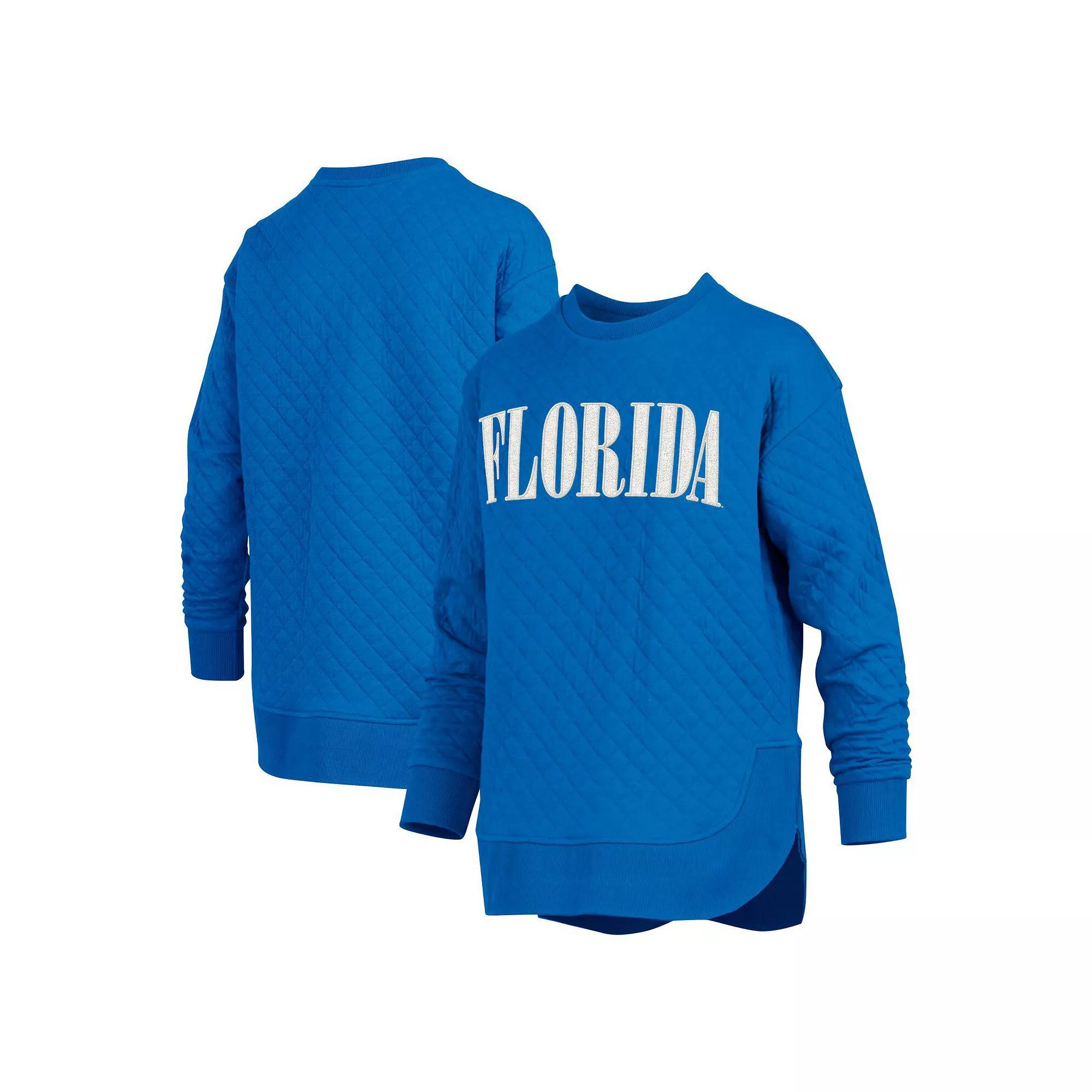 Women's Pressbox Royal Florida Gators Quilted Long Sleeve Pullover Sweatshirt, Size: 2XL, Blue Product Image